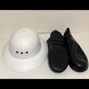 Vintage Mail Carrier Sun/rain Hat Adjust & Tingley galoshes overshoes sz L New